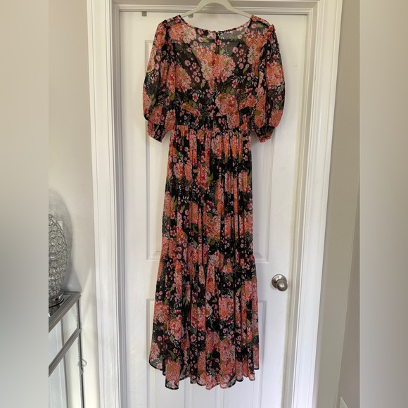 byTiMo Floral Maxi Dress Puff Sleeve Tiered Romantic - Picture 4 of 6